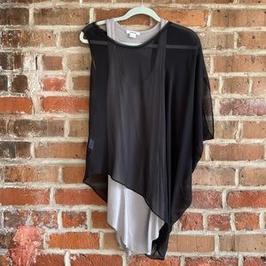 Helmet Lang | Layered Silk top | Black & Gray | S